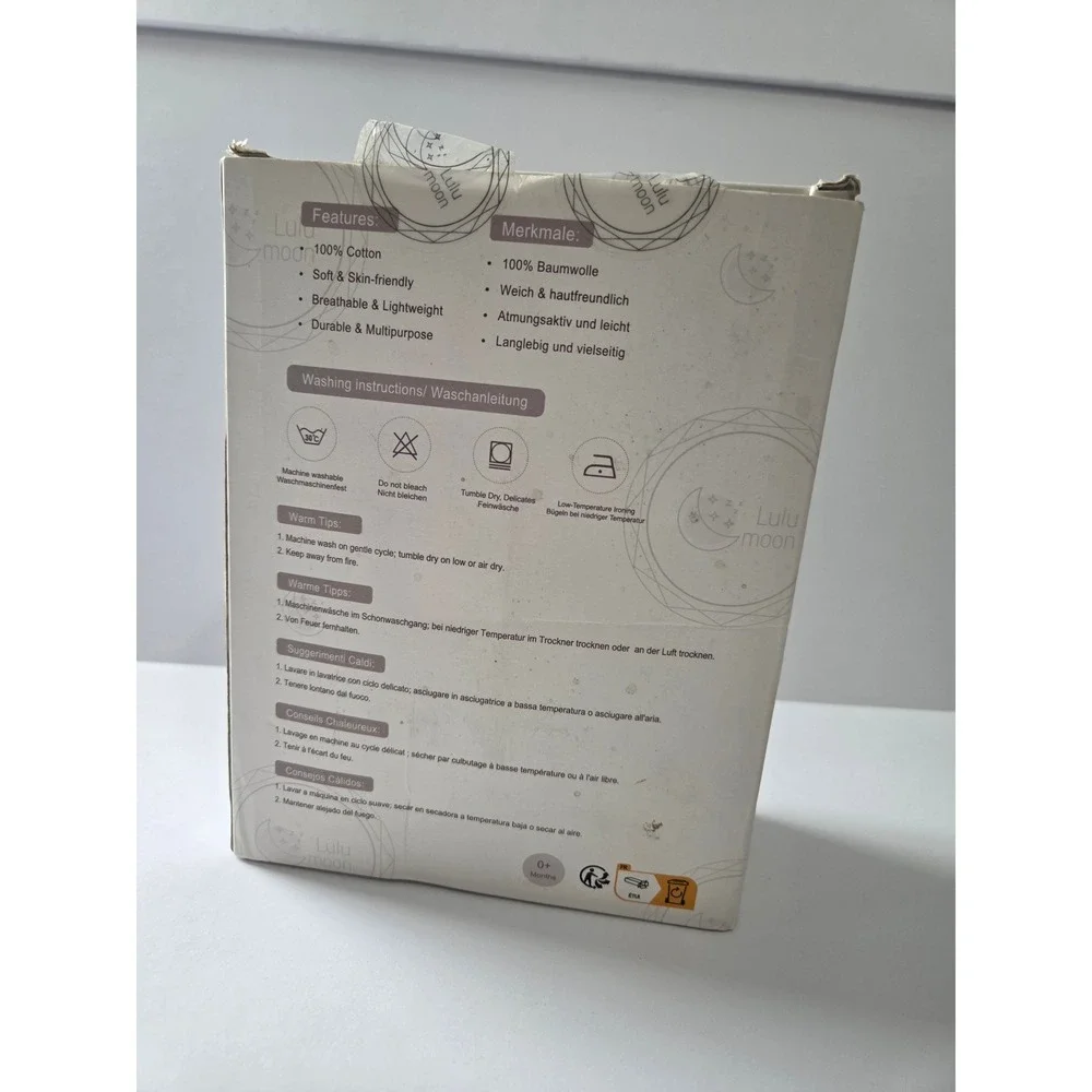 Lulumoon Muslin Swaddle Blankets 100% Cotton Tan Beige New in Box